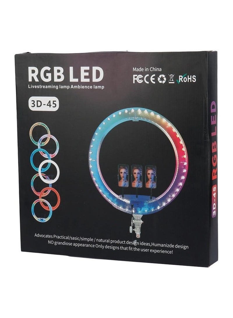3D-45 RGB Ring Light With 360 Degree Free Rotation Free Adjustment And Eye Protection For Vlogging Reels And Photography - Image 1