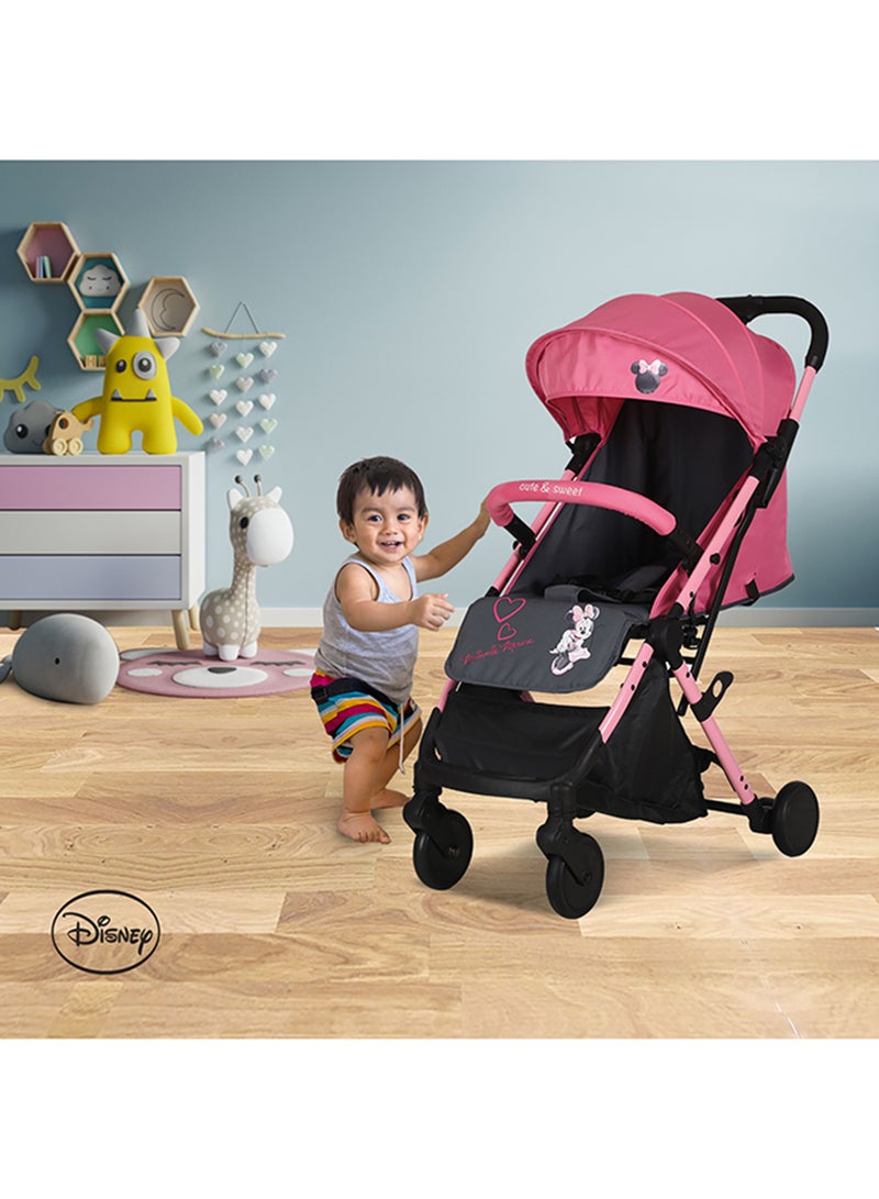 Disney Trucare FZC Minnie Mouse Travel Stroller 0 - 36 Months Compact Design Storage Basket Rear Breaks Compatible Trolley Handle And More. Pink - Image 4
