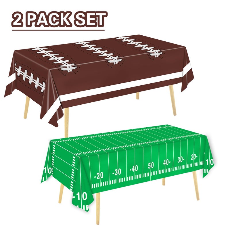 Oigco Football Party Decorations Tablecloth Disposable Plastic Touchdown Table Cover Perfect for Football Birthday Party Decorations and Gameday Tailgate Decorations 54 X 108Inch, 2 Pack - Image 2