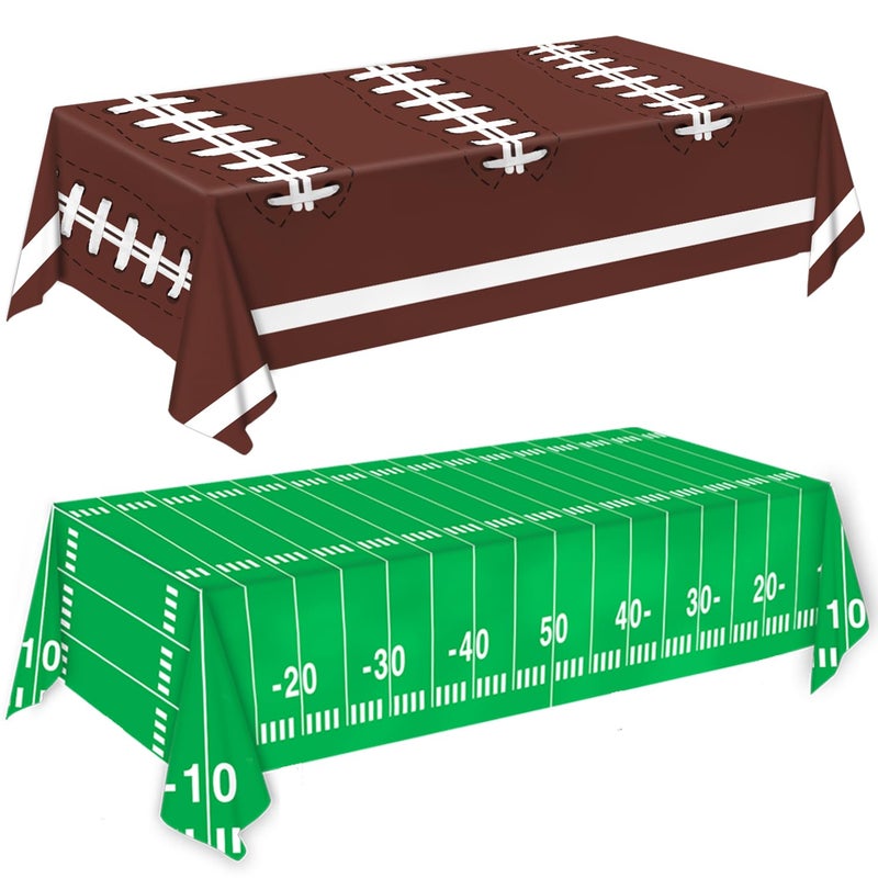 Oigco Football Party Decorations Tablecloth Disposable Plastic Touchdown Table Cover Perfect for Football Birthday Party Decorations and Gameday Tailgate Decorations 54 X 108Inch, 2 Pack - Image 1