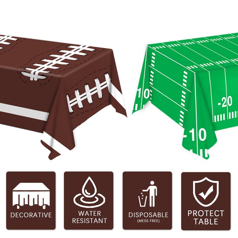 Oigco Football Party Decorations Tablecloth Disposable Plastic Touchdown Table Cover Perfect for Football Birthday Party Decorations and Gameday Tailgate Decorations 54 X 108Inch, 2 Pack - Image 4