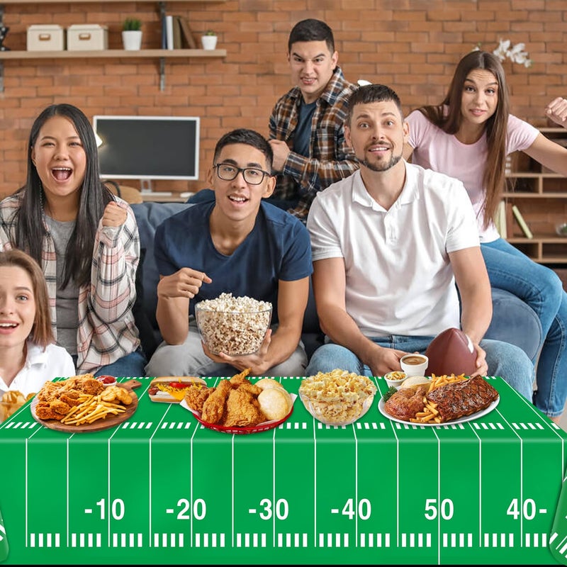 Oigco Football Party Decorations Tablecloth Disposable Plastic Touchdown Table Cover Perfect for Football Birthday Party Decorations and Gameday Tailgate Decorations 54 X 108Inch, 2 Pack - Image 5