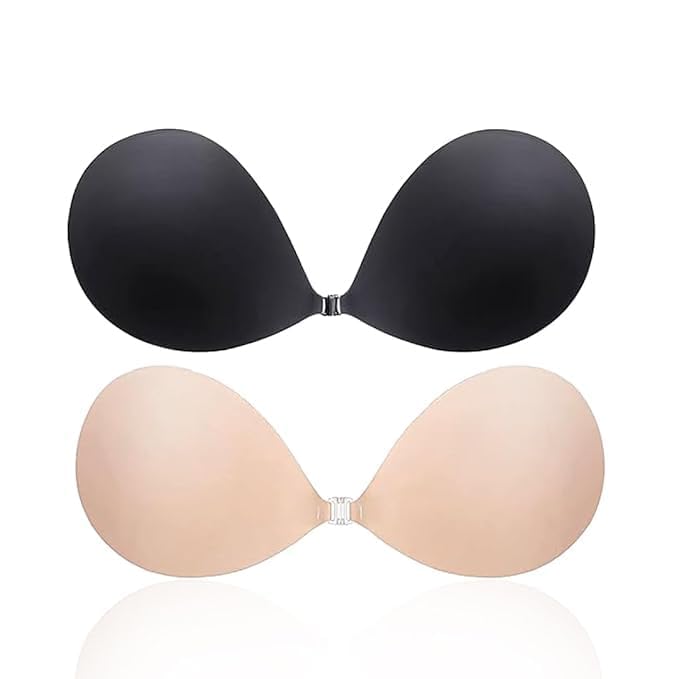 AZLVERA Strapless Adhesive Bra, Backless Push-Up Silicone Bra, Reusable Invisible Bra, Best for Size B, C, and D Cups for Party (Skin/Nude) - Image 1