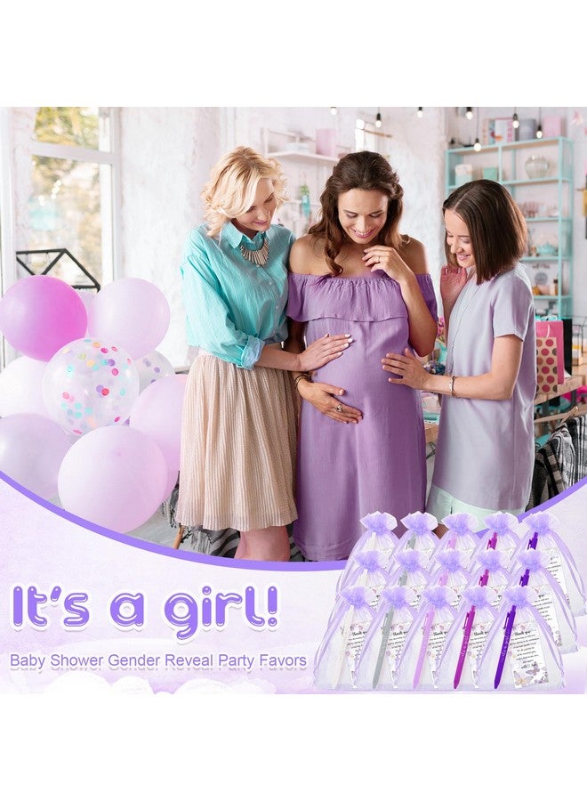 Chuangdi 50 Set Baby Shower Favors Pens With It'S A Boy/Girl Ballpoint Pens Thank You Tags Organza Bags Return Gifts For Guest Baby Shower Party Supplies(Purple It'S A Girl)  - Image 4