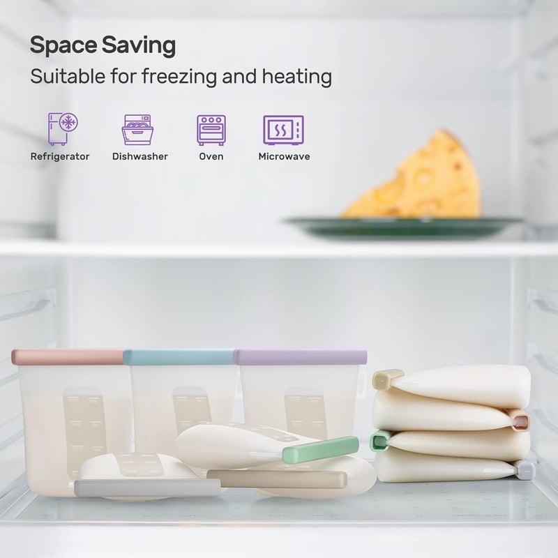 nuliie Noli Reusable Silicone Breast Milk Storage Bags, 7 Pieces, 8 oz/240 ml Capacity - Image 5