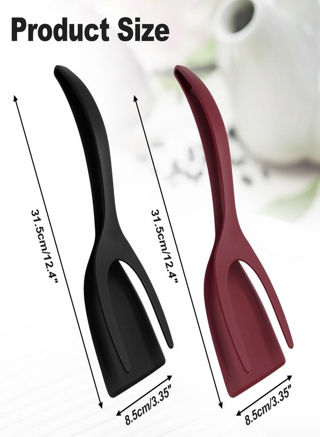 LifCratms 2PCS 2 in 1 Grip and Flip Spatula Tongs, Multi-purpose Egg Flipper Spatul with Non-Stick Coating for Pancake, Quesadillas, Omelettes, Sandwiches, Steak, Cooking(Black and Red) - Image 3