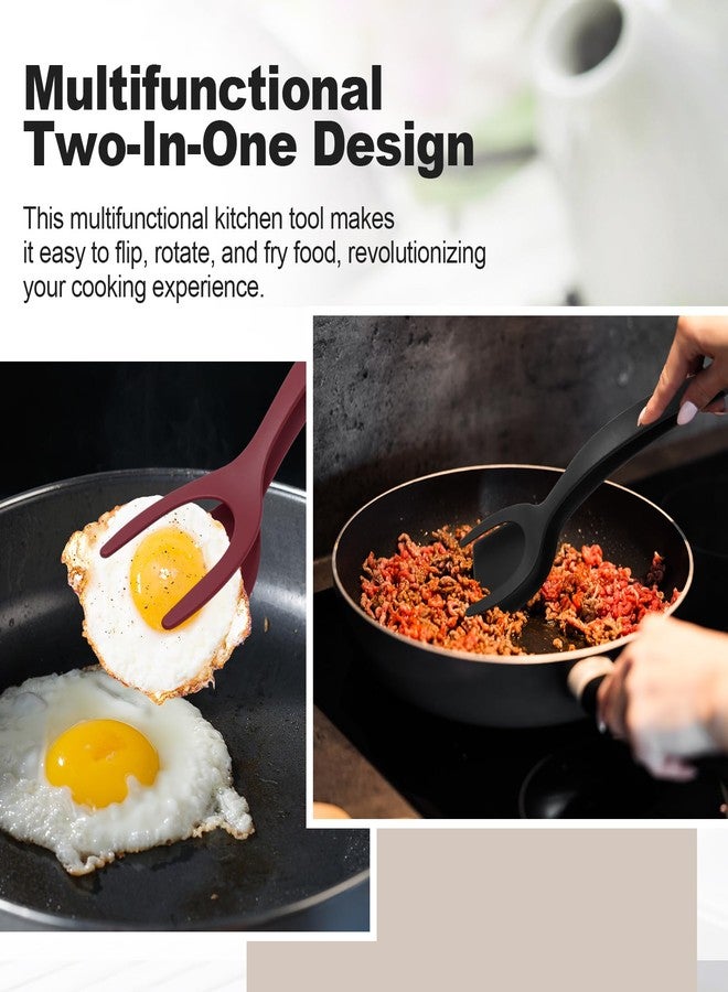 LifCratms 2PCS 2 in 1 Grip and Flip Spatula Tongs, Multi-purpose Egg Flipper Spatul with Non-Stick Coating for Pancake, Quesadillas, Omelettes, Sandwiches, Steak, Cooking(Black and Red) - Image 4