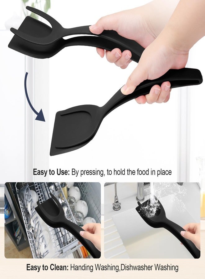 LifCratms 2PCS 2 in 1 Grip and Flip Spatula Tongs, Multi-purpose Egg Flipper Spatul with Non-Stick Coating for Pancake, Quesadillas, Omelettes, Sandwiches, Steak, Cooking(Black and Red) - Image 5