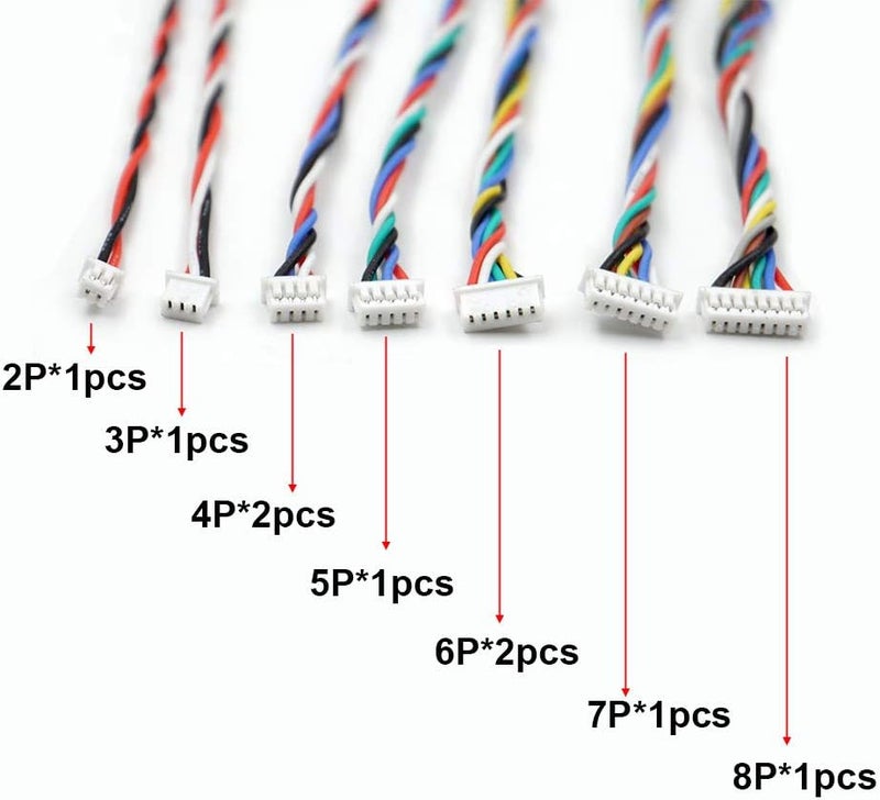elechawk 9 PCS 1.25mm to Dupont 2.54mm Pitch Adapter Cables Wire Compatible with JST Molex PicoBlade 1.25 for Pixhawk Flight Controller RC Drone 2Pin to 8P - Image 2