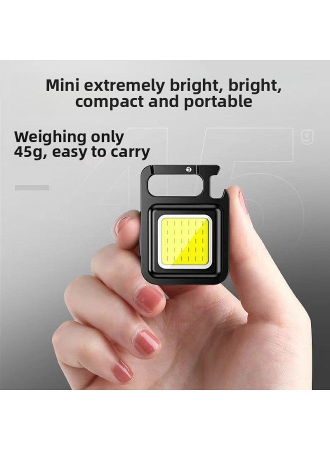 Portable COB Mini Keychain Light Highlight Type-C Rechargeable Work Light Outdoor Flashlight-Color:Plastic Model 500 Mah  - Image 3