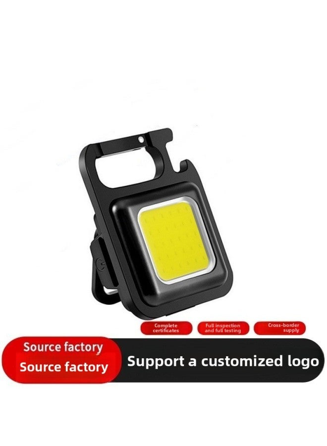Portable COB Mini Keychain Light Highlight Type-C Rechargeable Work Light Outdoor Flashlight-Color:Plastic Model 500 Mah  - Image 2