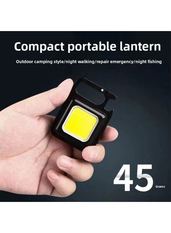 Portable COB Mini Keychain Light Highlight Type-C Rechargeable Work Light Outdoor Flashlight-Color:Plastic Model 500 Mah  - Image 5