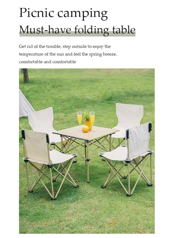 DUNISO Folding Camping Table with Carry Bag, Quick Installation Outdoor Folding Table with Roll up Table Top, Perfect for Picnics, Cooking, Beach, Hiking, Fishing, 56×40×46 cm - Image 4