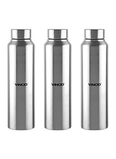 VINOD Frost Fridge Water Bottle With Fabricated 18/8 Stainless Steel Coating Inside And Outside (Pack Of 3) - Useful For School, College, Office, Gym Etc (Silver)  - Image 1