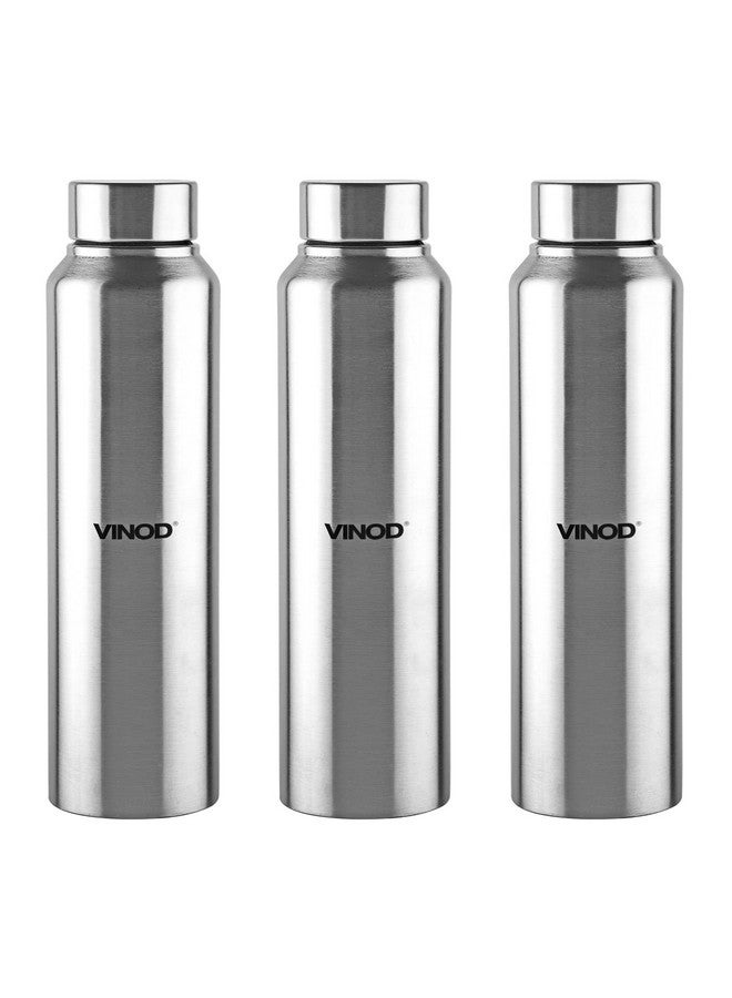 VINOD Frost Fridge Water Bottle With Fabricated 18/8 Stainless Steel Coating Inside And Outside (Pack Of 3) - Useful For School, College, Office, Gym Etc (Silver) - Image 1