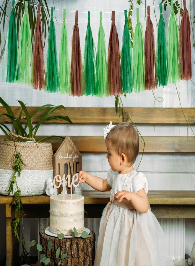 Epakh 20 Packs Black/Green/Brown Tassel Dinosaur Garland Banner Paper Tassels for Pixel Party Decorations, Video Game Birthday Supplies, Jungle Camo Army Camp Natural Theme Green Party Decor - Image 3