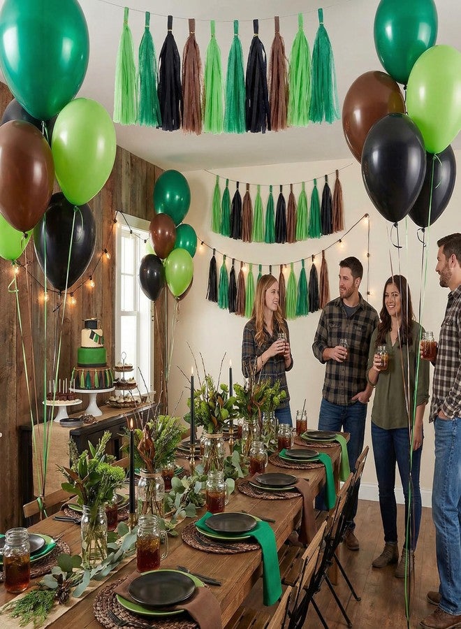 Epakh 20 Packs Black/Green/Brown Tassel Dinosaur Garland Banner Paper Tassels for Pixel Party Decorations, Video Game Birthday Supplies, Jungle Camo Army Camp Natural Theme Green Party Decor - Image 5