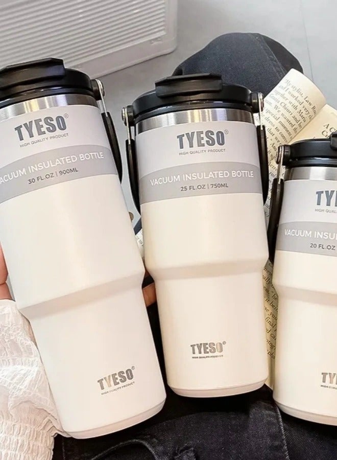 تايسو كوب قهوة مزدوج الطبقات من الفولاذ المقاوم للصدأ من TYESO، كوب سيارة بارد وساخن، قارورة مفرغة من الهواء، زجاجة ترمس للسفر، زجاجة مياه محمولة للسيارة - Image 2