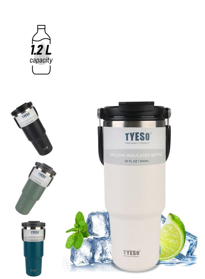 تايسو كوب قهوة مزدوج الطبقات من الفولاذ المقاوم للصدأ من TYESO، كوب سيارة بارد وساخن، قارورة مفرغة من الهواء، زجاجة ترمس للسفر، زجاجة مياه محمولة للسيارة - Image 1