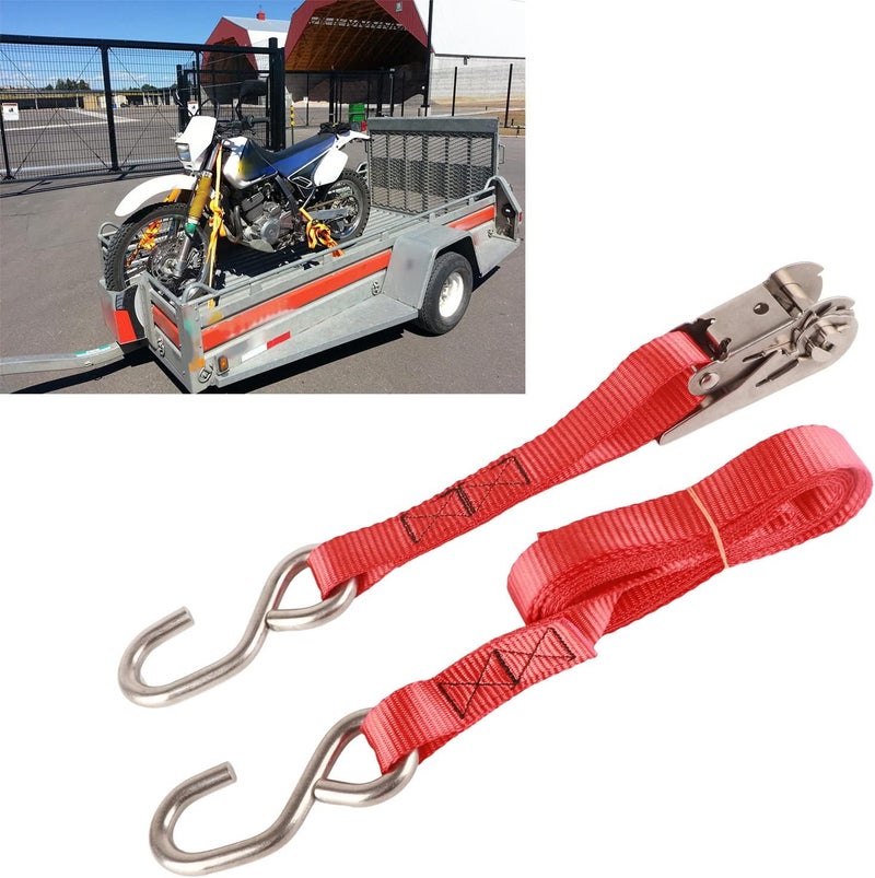 أنجريك Auto Parts,1in 25mm Ratchet Tie Down Straps Red Proof Ratcheting Securing Straps - Image 4