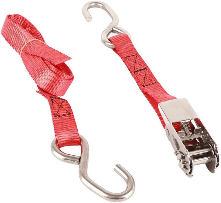 أنجريك Auto Parts,1in 25mm Ratchet Tie Down Straps Red Proof Ratcheting Securing Straps - Image 1