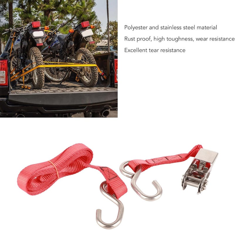 أنجريك Auto Parts,1in 25mm Ratchet Tie Down Straps Red Proof Ratcheting Securing Straps - Image 2