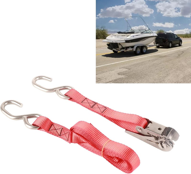 أنجريك Auto Parts,1in 25mm Ratchet Tie Down Straps Red Proof Ratcheting Securing Straps - Image 3