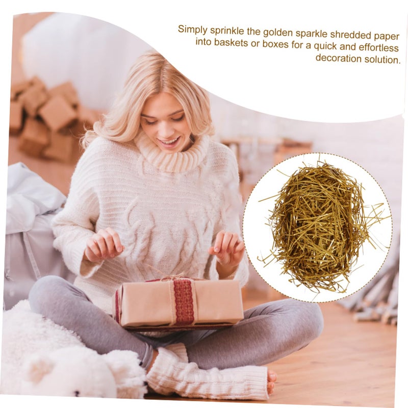 Gold Glitter Raffia Paper Shreds Crinkle Cut Filler For Basket Box Bouquet Wrapping Multipurpose Decorative Shredded Paper - Image 4