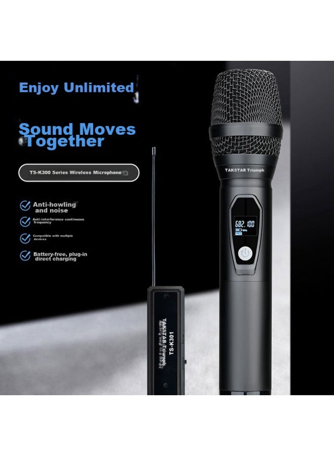 Takstar Ts-k301 Wireless Microphone, Dynamic Microphone For Guitar Playing, Singing, Karaoke, Outdoor Sound, Conference, Stage Microphone, Wireless One-to - Image 1