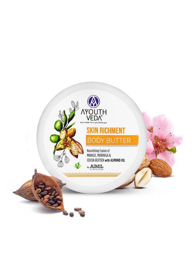 AYOUTHVEDA Skin Richment Body Butter |Rich Blend Of Cocoamoringa & Mango Butter With Almond Oil |All Day Non Sticky Moisturizer For Daily Use For Both Men & Women(Pack Of 1-200G)  - Image 1