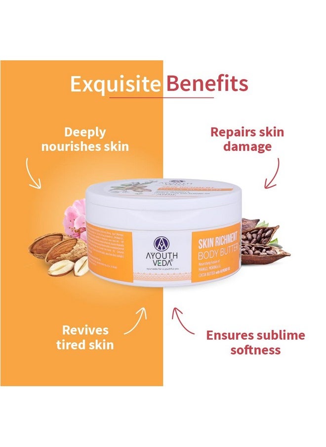 AYOUTHVEDA Skin Richment Body Butter |Rich Blend Of Cocoamoringa & Mango Butter With Almond Oil |All Day Non Sticky Moisturizer For Daily Use For Both Men & Women(Pack Of 1-200G)  - Image 5