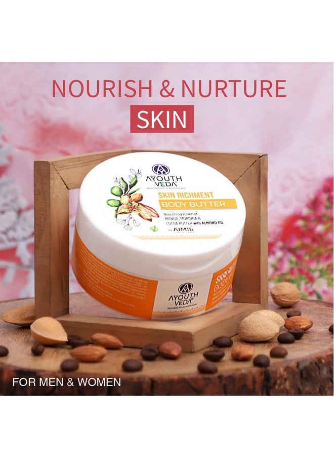 AYOUTHVEDA Skin Richment Body Butter |Rich Blend Of Cocoamoringa & Mango Butter With Almond Oil |All Day Non Sticky Moisturizer For Daily Use For Both Men & Women(Pack Of 1-200G)  - Image 2