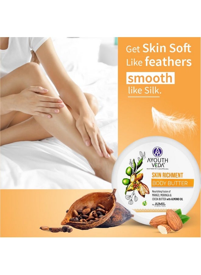 AYOUTHVEDA Skin Richment Body Butter |Rich Blend Of Cocoamoringa & Mango Butter With Almond Oil |All Day Non Sticky Moisturizer For Daily Use For Both Men & Women(Pack Of 1-200G)  - Image 4
