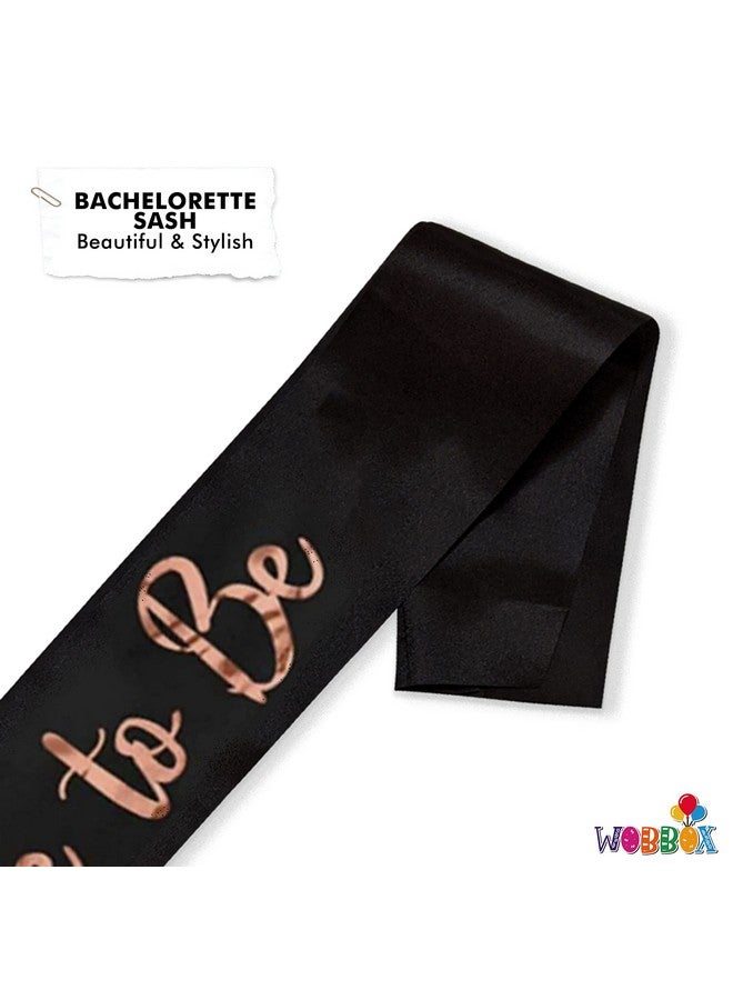 WOBBOX Bachelorette Party Sash for Bride & Groom, Bride to Be Sash, Briadal Shower Sash, Team Bride Sash, Bachelorette Party Decoration Items- Black Rose Gold Foil Big Text Bride to be - Image 2