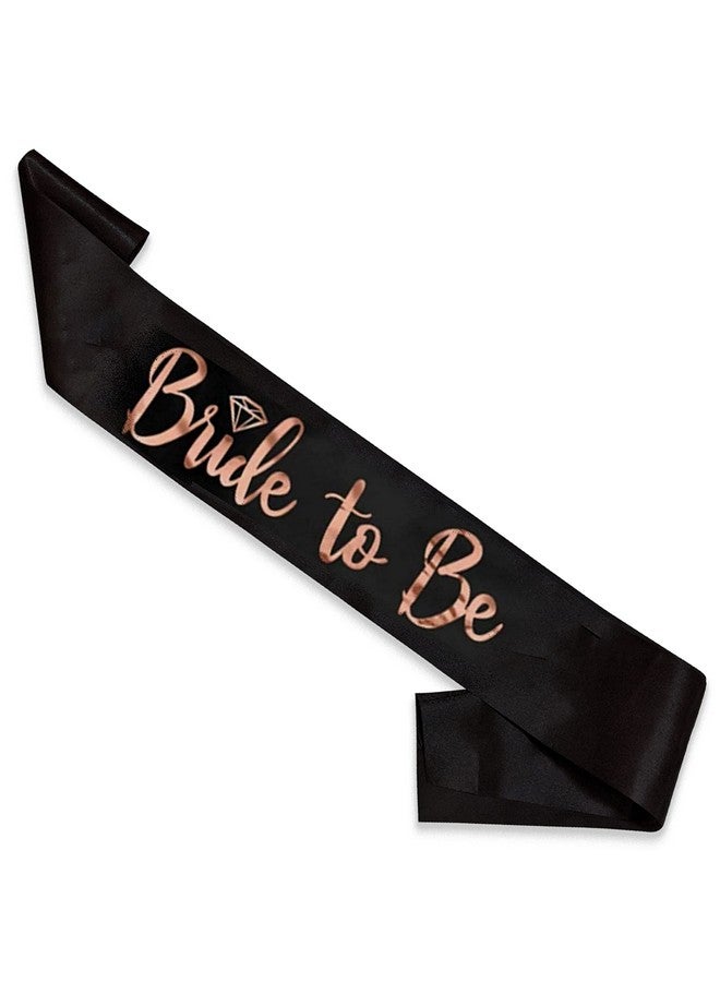 WOBBOX Bachelorette Party Sash for Bride & Groom, Bride to Be Sash, Briadal Shower Sash, Team Bride Sash, Bachelorette Party Decoration Items- Black Rose Gold Foil Big Text Bride to be - Image 1