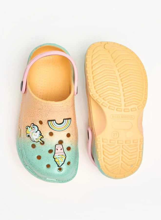 Aqua Girls Unicorn Applique Clogs