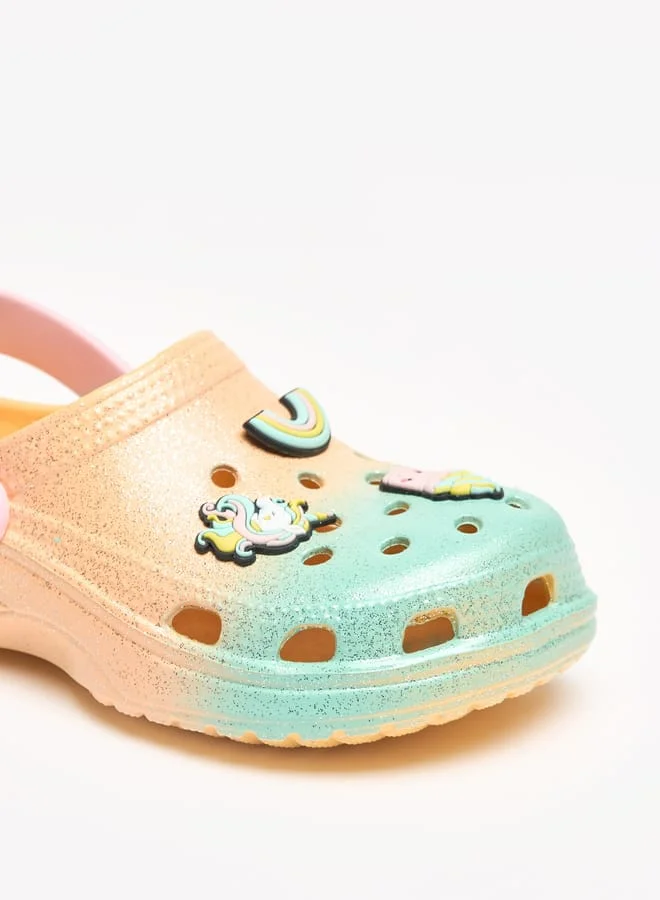 Aqua Girls Unicorn Applique Clogs