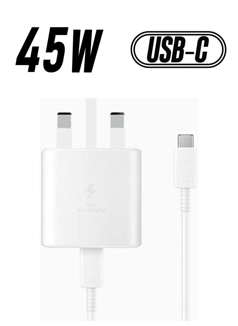 Gravity Samsung Original 45W USB-C Tablet and Mobile Phone Wall/Mains Plug Charger – Genuine Super Fast Charging 2.0 for Samsung Galaxy Note S10+ and other USB Type C Devices– White, - Image 1