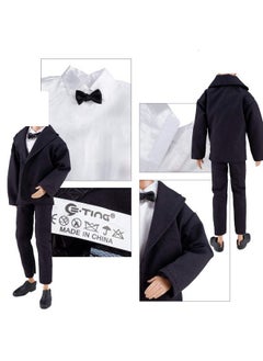 E-TING Wedding Set Beautiful Gown White Bride Dress Clothes With Veil And Groom Business Suit Outfit For Dolls（Doll Not Included）  - Image 3