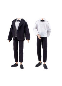 E-TING Wedding Set Beautiful Gown White Bride Dress Clothes With Veil And Groom Business Suit Outfit For Dolls（Doll Not Included）  - Image 1