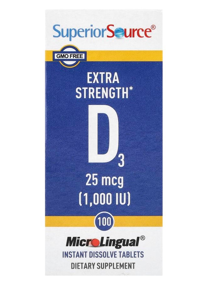 Superior Source D3 Extra Strength 25 mcg (1000 IU) 100 MicroLingual® Instant Dissolve Tablets 