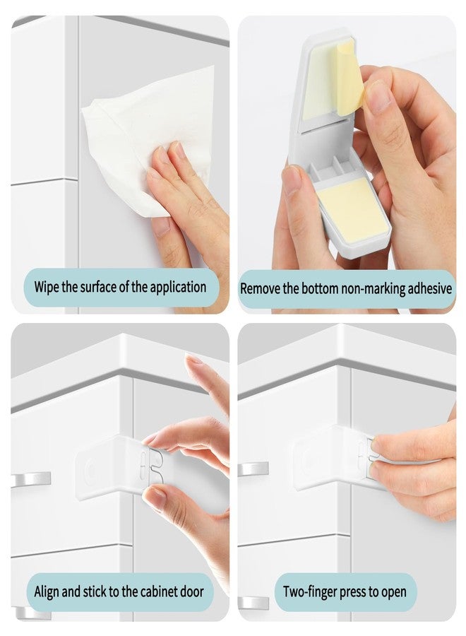 FYY Cabinet Locks for Babies, 4 Pack Child Proof Cabinet Locks Child Safety Locks for Cabinets Baby Proofing Angle Type Drawer Locks Latches with Strong Adhesive for Drawers Doors Cabinets - Image 4