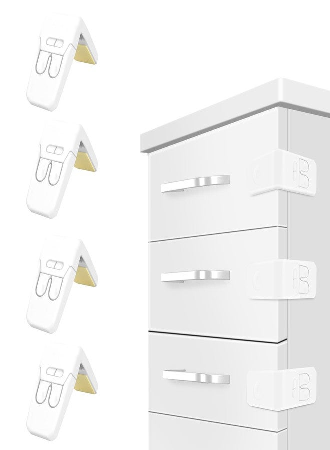 FYY Cabinet Locks for Babies, 4 Pack Child Proof Cabinet Locks Child Safety Locks for Cabinets Baby Proofing Angle Type Drawer Locks Latches with Strong Adhesive for Drawers Doors Cabinets - Image 1