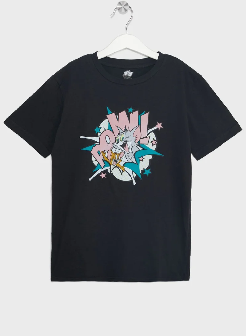 وارنر بروس Tom And Jerry  Teen Boys Graphic Printed Tee