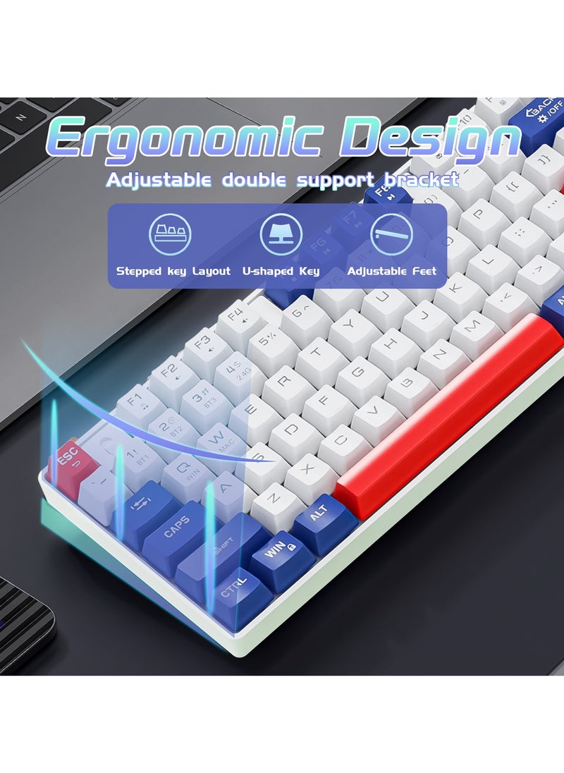 87 Keys Mechanical Keyboard - Hot Swap - Blue Switch - 2.4GHz/Bluetooth/Type-C Wired - Gaming Keyboard - Office Keyboard - RGB Lighting Effect - Computer Keyboard(Blue)