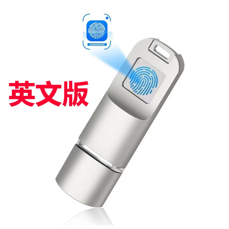 32GB Fingerprint USB Drive Dual Type-C High-Speed Business Silver english version single interface with adapter 