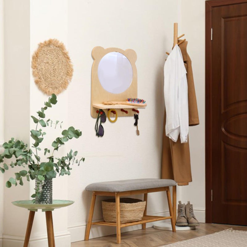 ODOXIA Toddler Self Care Station | Montessori Shelf with Hooks and Mirror | Montessori Bathroom Station | Mirror with Shelf and Hooks | Bathroom Organizer for Kids | Encourage Independence - Image 5