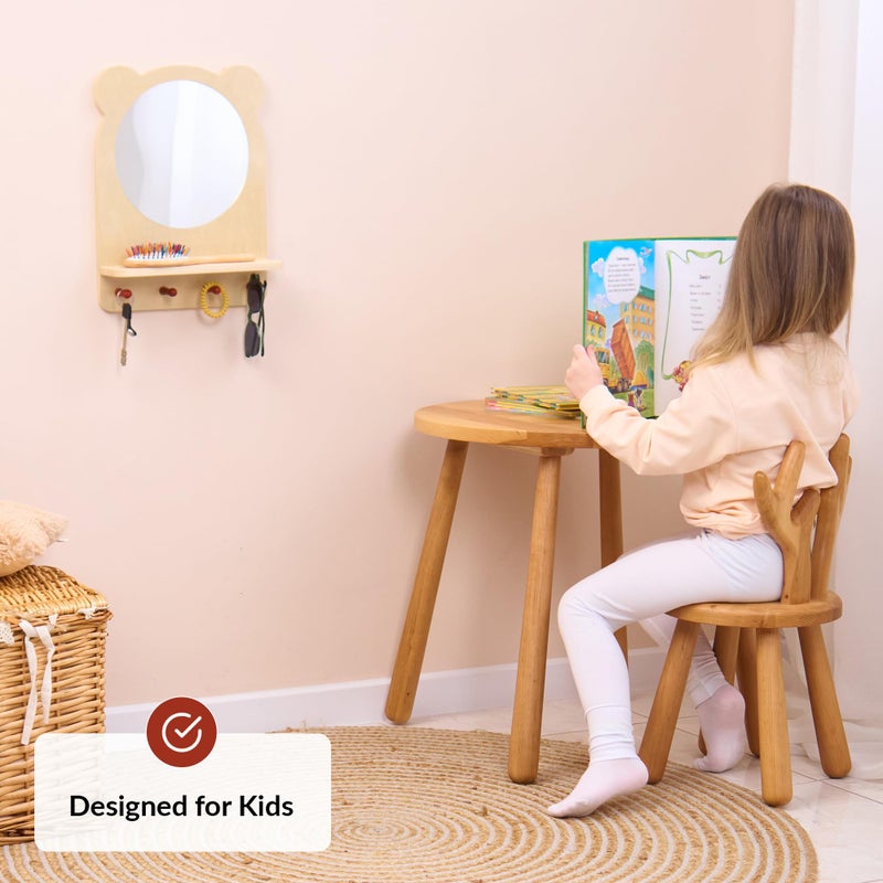 ODOXIA Toddler Self Care Station | Montessori Shelf with Hooks and Mirror | Montessori Bathroom Station | Mirror with Shelf and Hooks | Bathroom Organizer for Kids | Encourage Independence - Image 3