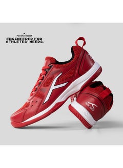 HUNDRED Unisex-Child Raze Badminton Shoes (Non Marking) | Also Perfect For Squash, Table Tennis, Volleyball, Basketball & Indoor Sports | Lightweight & Durable | (Red::White::Black, 2Uk)  - Image 3