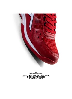 HUNDRED Unisex-Child Raze Badminton Shoes (Non Marking) | Also Perfect For Squash, Table Tennis, Volleyball, Basketball & Indoor Sports | Lightweight & Durable | (Red::White::Black, 2Uk)  - Image 5